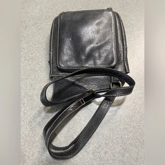 Vintage fossil, pebble leather, black sling bag/saddle bag, Crossbody - Picture 7 of 11